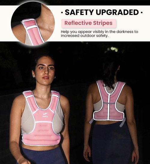 Weighted Vest Woman Men 10lbs Weight Vest Women with Reflective Stripe, Rucking Vests for Walking Running Strength Training Weight Loss Fitness Weightlifting Pink