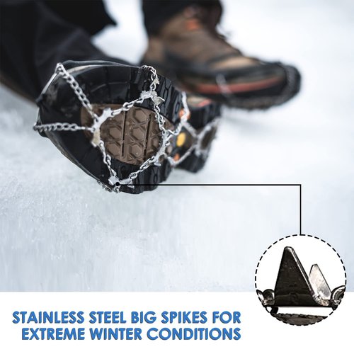 Limm Ice Snow Traction Cleats - Large Lightweight Crampon Cleats with Big Spikes - Anti Slip Walking Grips Fasten Quickly & Easily Over Footwear - Portable Ice Grippers for Shoes and Boots