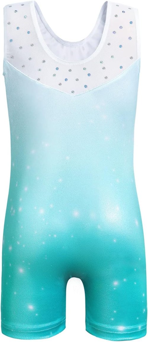 HOZIY Leotards for Girls - Sparkly Snowflake Biketard in Blue, Purple & Hot Pink