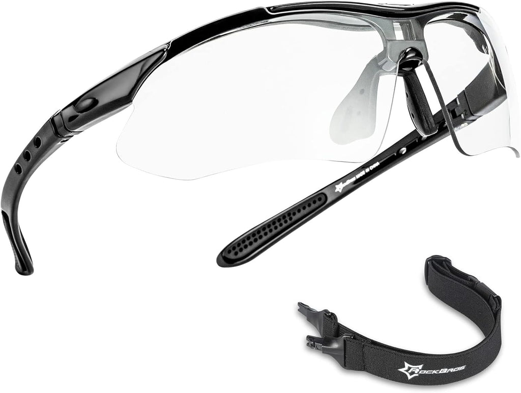 ROCKBROS Photochromic Pickleball Glasses - Cycling Sunglasses with Removable Elastic Band | Unisex Fit