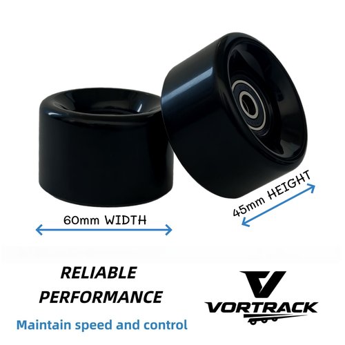 VORTRACK Skateboard Wheels with Bearings, 60mm 88A Hardness, Set of 4 (Black)