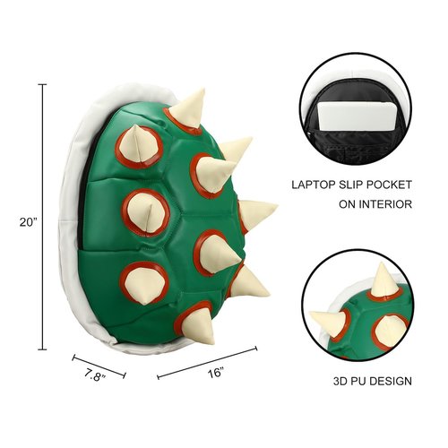 Bioworld Super Mario Bros Bowser Adult Green Turtle Shell Backpack