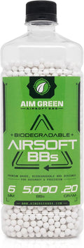 Aim Green Biodegradable Airsoft BBs - Premium 6mm, 20g to 40g, Available in 2,500 to 10,000 Count