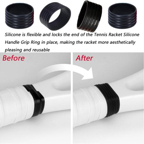 Wzttdm 20 Pcs Tennis Racket Silicone Handle Grip Ring, Racket Band Racquet Rings, Protector Absorbent Overgrip Fix Ring for Handle Tennis Racket