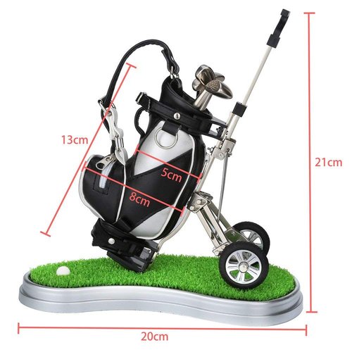 10L0L Golf Pen Holder, Golf Bag Pen Holder Golfs Club Ballpoint Pen, Office Desk Decoration, Business Souvenir Golfer Birthday Gifts for Men Women - Silver Black
