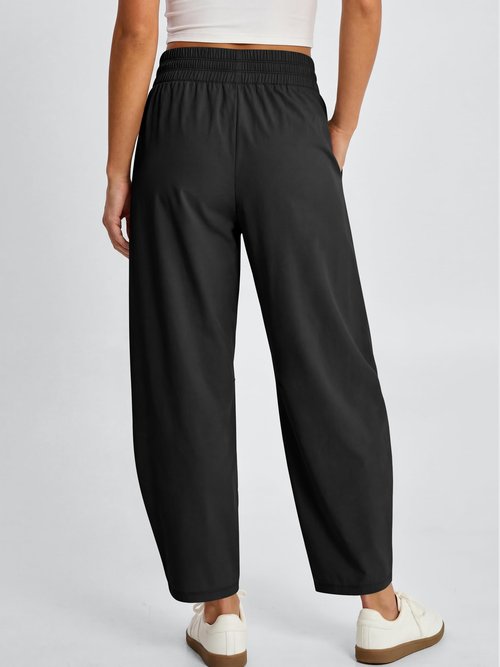 Caracilia Womens Barrel Wide Leg Hiking Pants High Waisted Baggy Summer Quick Dry Athletic Trousers with Pockets 2026 Black Large