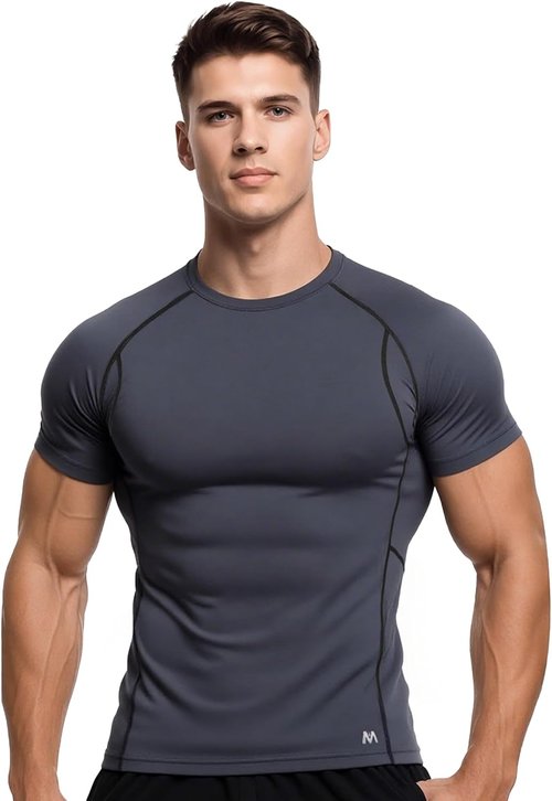 MagnaMan Men's Compression Shirts - 3-Pack Moisture-Wicking Athletic Baselayer Tops