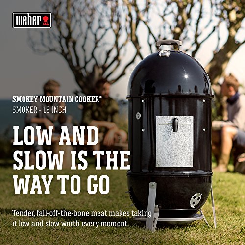 18-Inch Charcoal Smoker for BBQ - Weber Smokey Mountain Cooker with 2 Grates