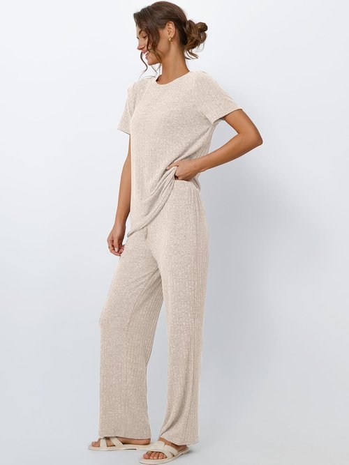 LILLUSORY Women's Lounge Sets - 2 Piece Matching Summer Travel Outfits | Cute Casual Pajamas