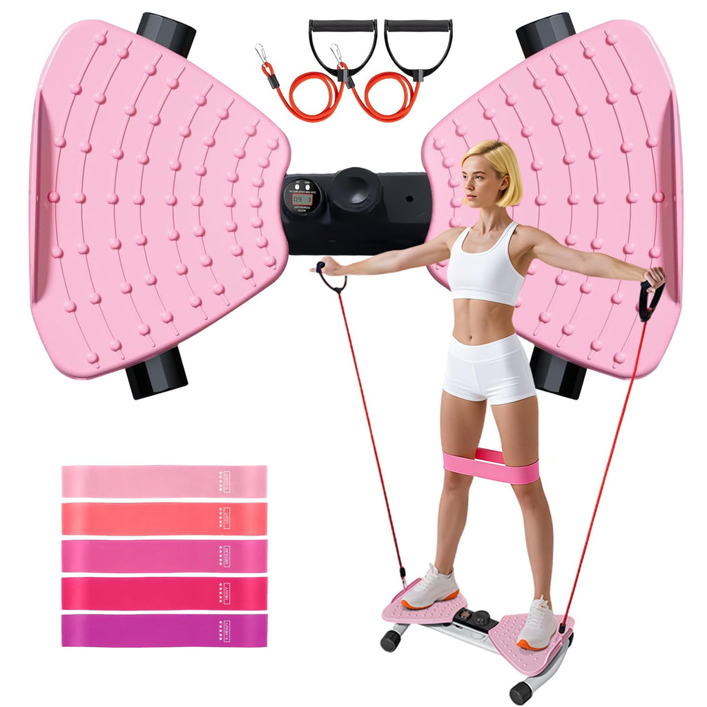Waist Twister Machine Exercise, Home Ab Twister Board Fitness Tool Capacity 265lbS with Resistance Loop, Anti-Slip Twist Workout Equipment with Smart Digital Monitor for Women and Men Belly Fat Burn
