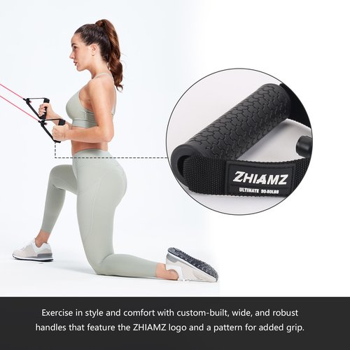 Resistance Bands with Handles, Single Resistance Tubes, Workout Bands with Handles, Durable Exercise Band for Stretching, Home Workouts, Physical Therapy, Fitness, Natural Latex (Blue-Light)