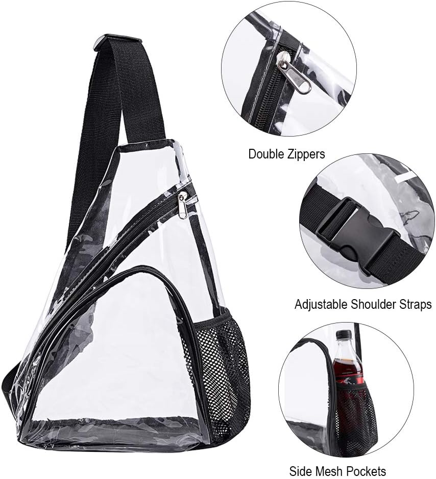 Skiennix Clear PVC Sling Bag - Stadium Approved Crossbody Backpack for Events | Lightweight & Durable