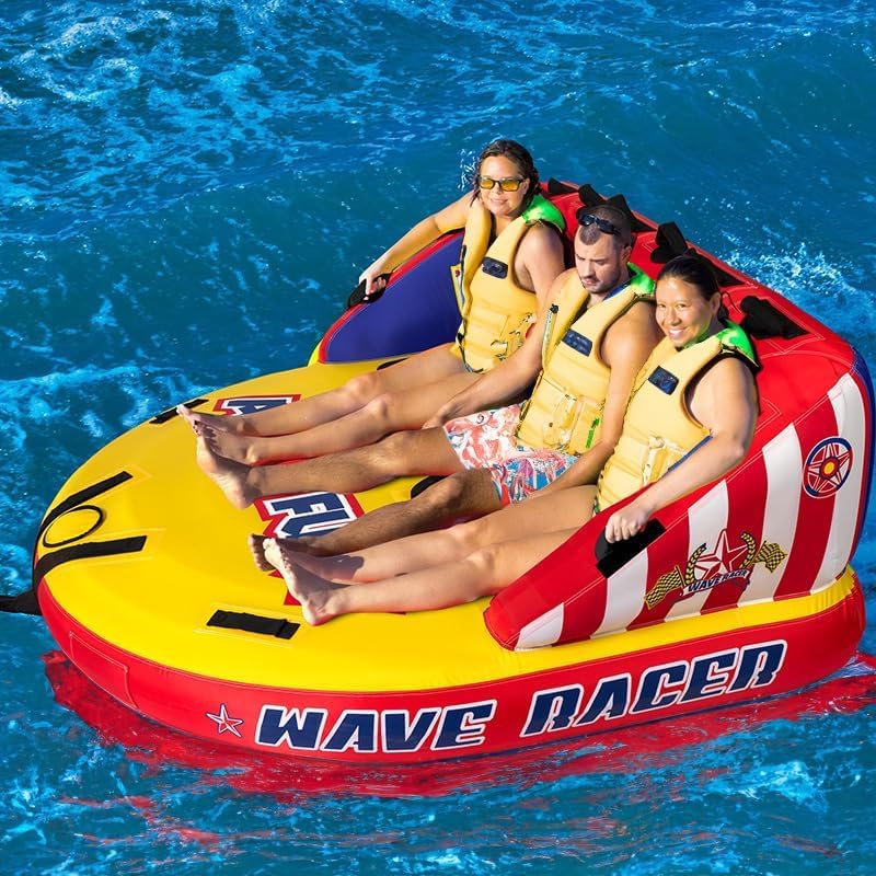 MewVeer Towable Water Tube for Boating and Water Sports, 1-3 Riders, Inflatable with Nylon Cover