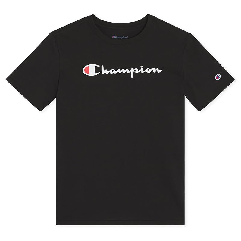 Champion Boys Logo T-Shirt Short Sleeve Black Logo - Variation