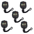 5-Pack Digital Stopwatch Timer with Large Display, Date, Time & Alarm – For Coaches & Referees (Variation: 5)