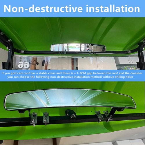 WLOOD 16.5" Golf Cart Non-destructive Rear View Mirror Fits for EZGO, Yamaha, Club Car