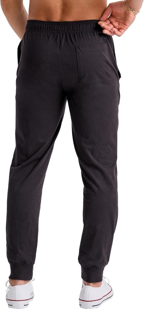 Hanes Men's Cotton Jersey Jogger - Comfortable Knit Sweatpants with Pockets | Cinched Cuff Design