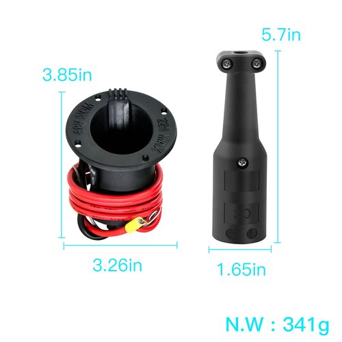 DIYOLFALL Golf Cart 48V Charger Cord Plug & Charger Receptacle for Club Car DS Precedent 2000-up OEM# 101828901 101802101 101796801 103375501
