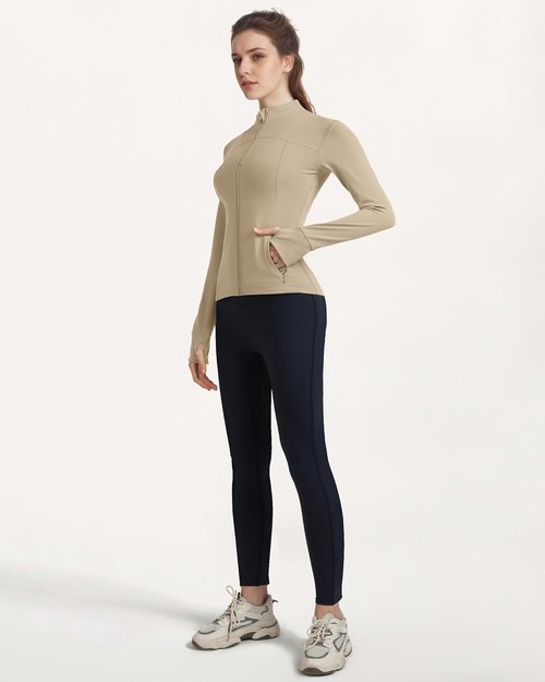 Locachy Women's Athletic Running Jacket - Slim Fit Full Zip Design with Thumb Holes
