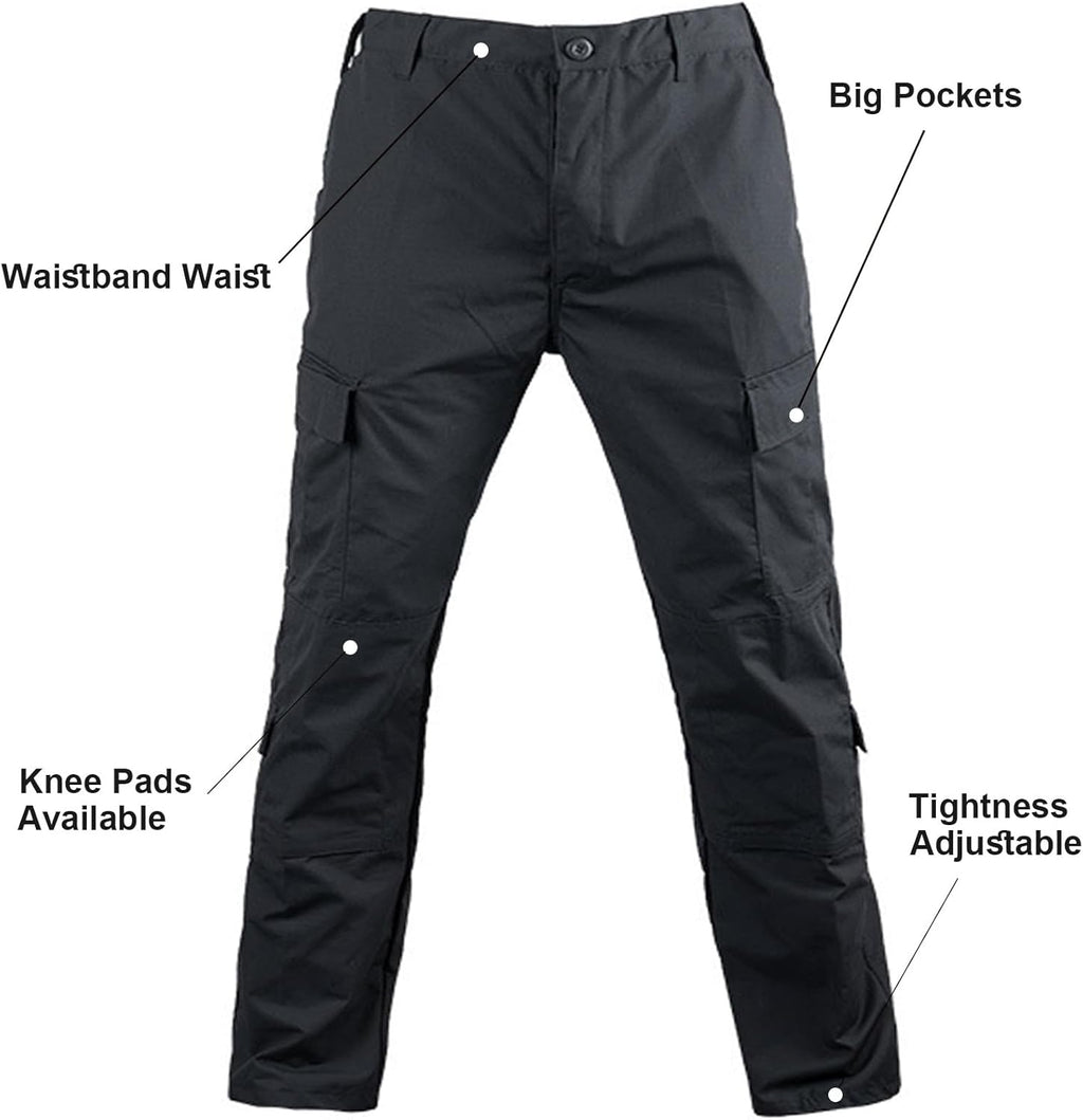 Skiennix Tactical Suit - Combat Pants & Shirt Set with Cap, Gloves, Balaclava | Black Camo Military Gear