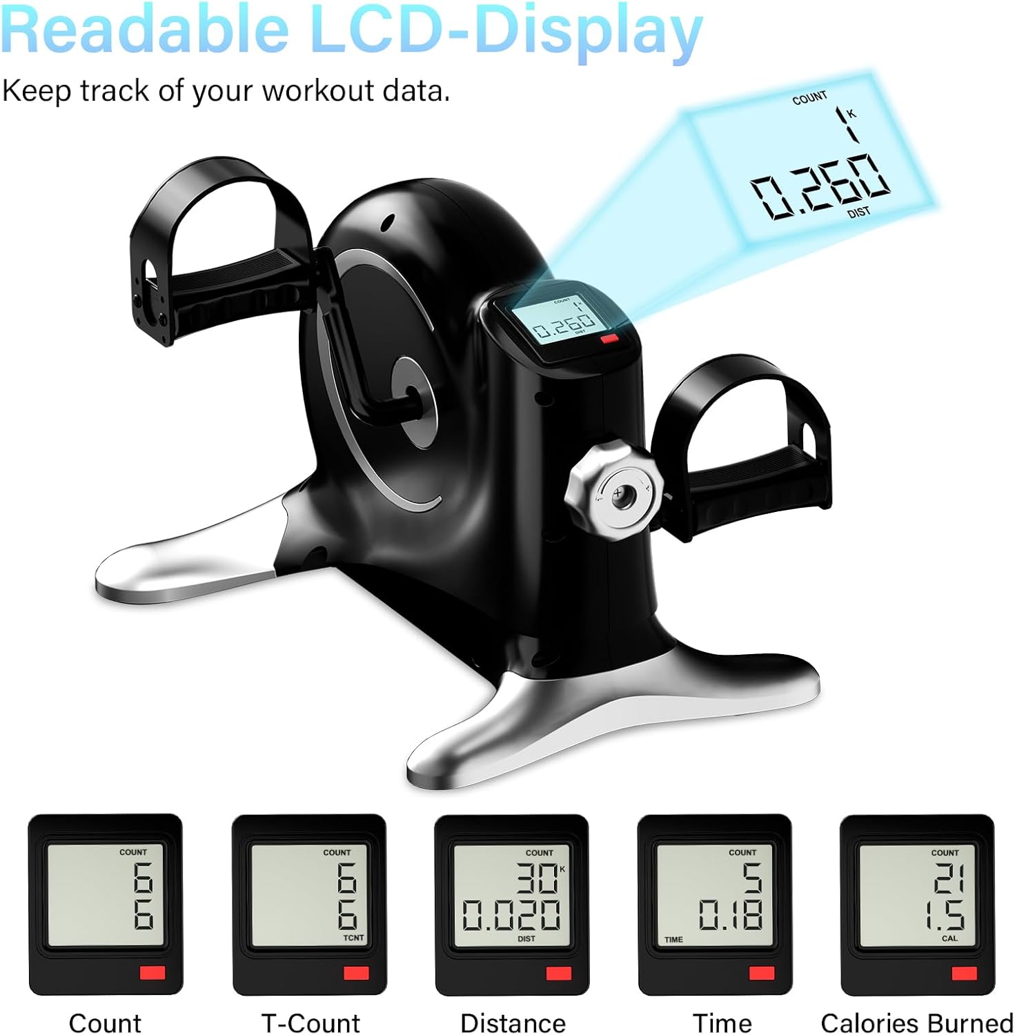 Under Desk Bike | Mini Exercise Bike by [Brand Name] - Portable Pedal Exerciser with LCD Display for Arm & Leg Workouts
