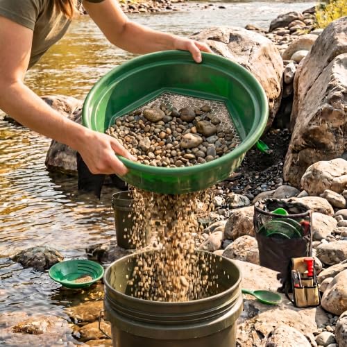 Gold Panning Kit with 3 Gold Pans & Accessories - Prospecting Supplies Set