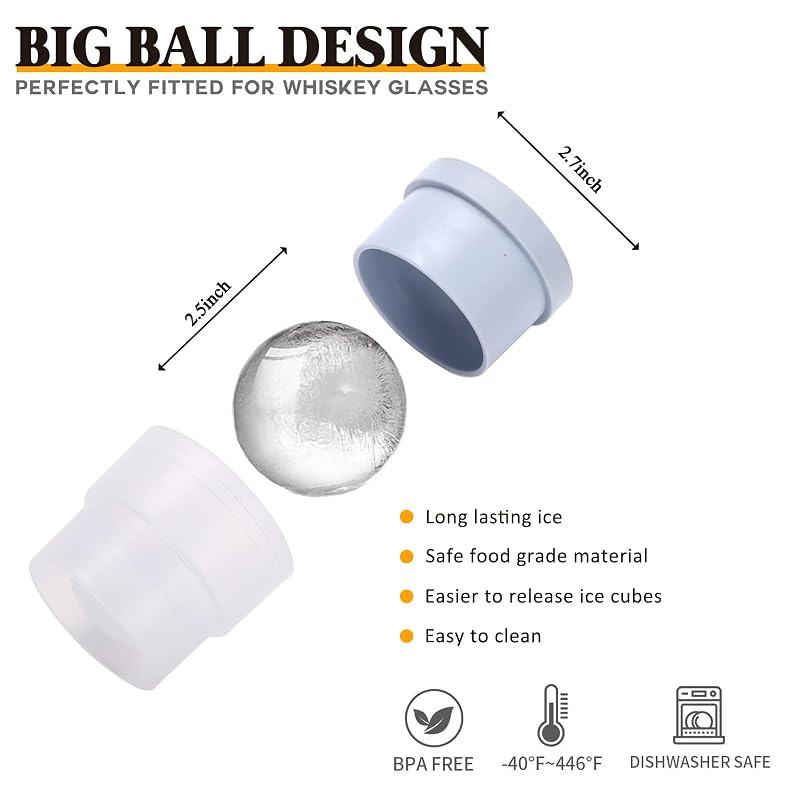 Whiskey Glass Gift Set with 2 Crystal Rocks Glasses & 2 Ice Ball Molds - 11 oz Old Fashioned Glasses