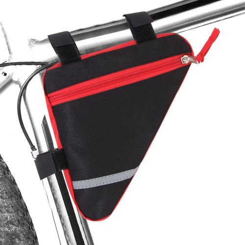 QitinDasen Maivingthuit 2 Pieces Bike Triangle Bags, Waterproof Bicycle Front Tube Frame Bag, Double-Sided Reflective Decoration Makes Night Riding Safer (Red + Black)