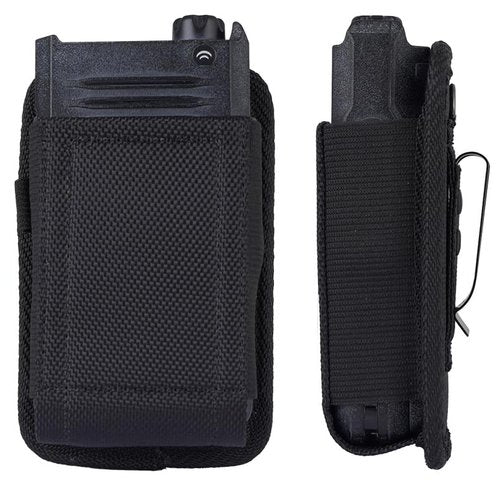 Case for Siyata SD7 Radio, Nakedcellphone Rugged Canvas Pouch Vertical Holster Holder [Metal Clip and Secure Belt Thread Loop Harness] for Rapid Radios - Black