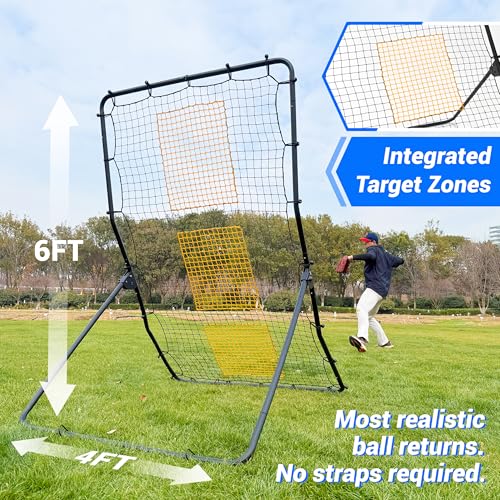 6 x 4 ft Heavy Duty Baseball & Softball Rebounder Net Fielding Trainer