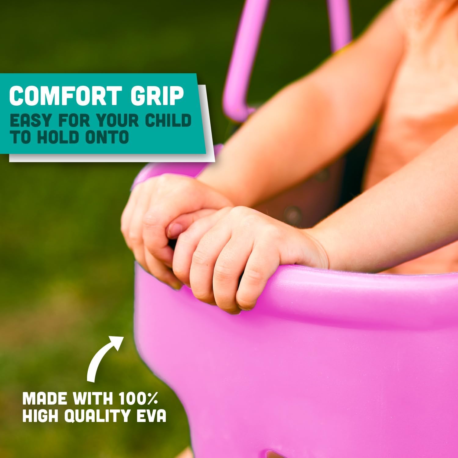 Squirrel Products Premium High Back Toddler Swing Seat - Easy Install with Finger Grip - Pink