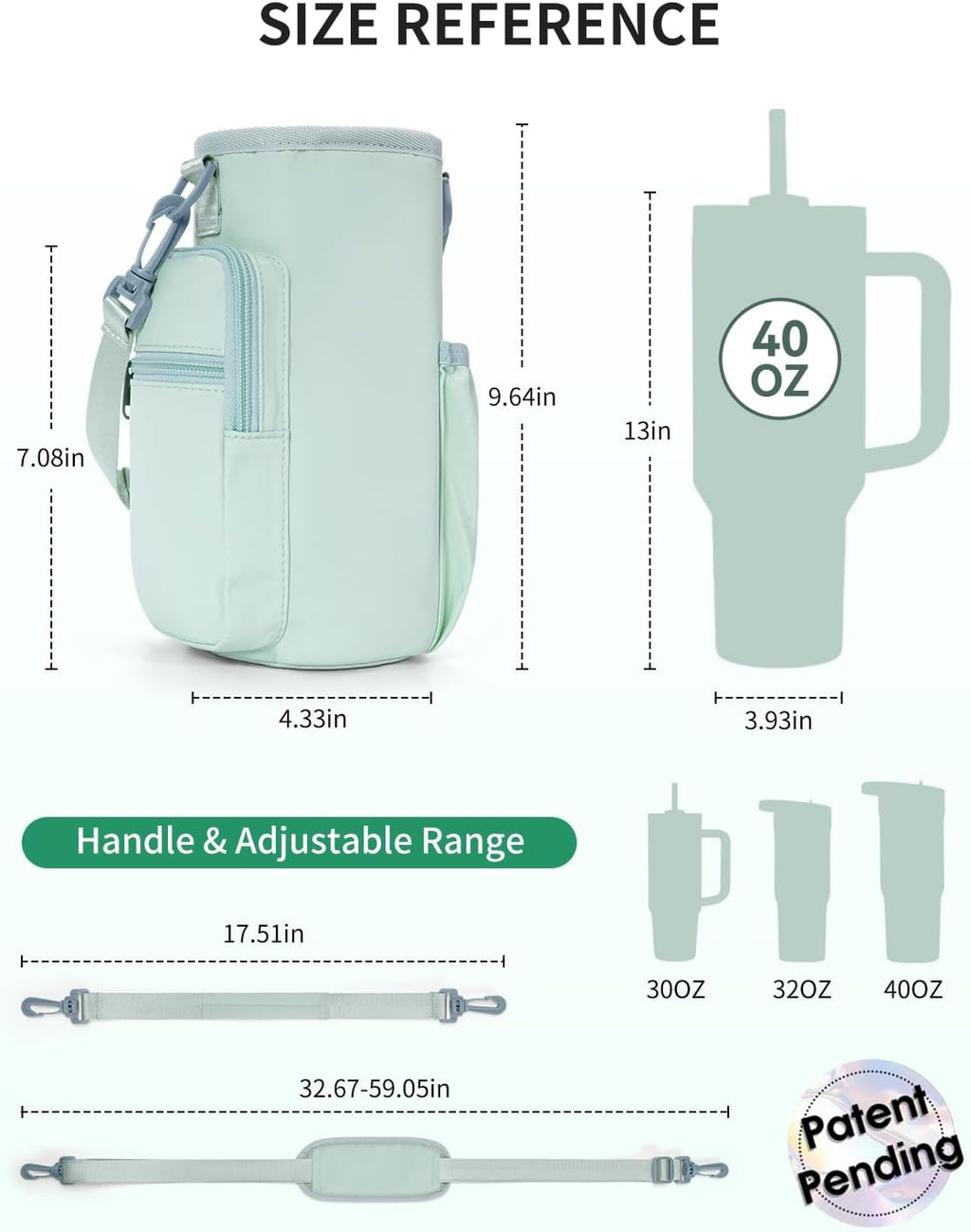 Sportsnew Magnetic Gym Bag - Water Bottle Carrier with Strap & Phone Pockets for 40oz Tumblers