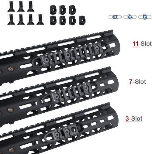 Aecktech Aluminum Rail Section Accessories - Compatible with MMlocks/KKeymods | 3-Slot, 7-Slot, 11-Slot Options