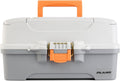 Plano Tackle Box - Three-Tray Design with Rust-Proof Brass Latch | Light Grey/Dark Grey, Portable Fishing Organizer
