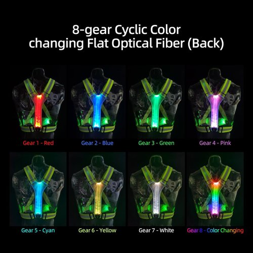 Glow Running Vest - Reflective Safety Vest with Detachable Light | 8 Glow Colors for Night Running & Cycling