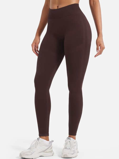 VOYJOY Workout Leggings for Women Seamless Scrunch Butt Lifting Leggings High Waisted Gym Yoga Pants Chocolate Brown S