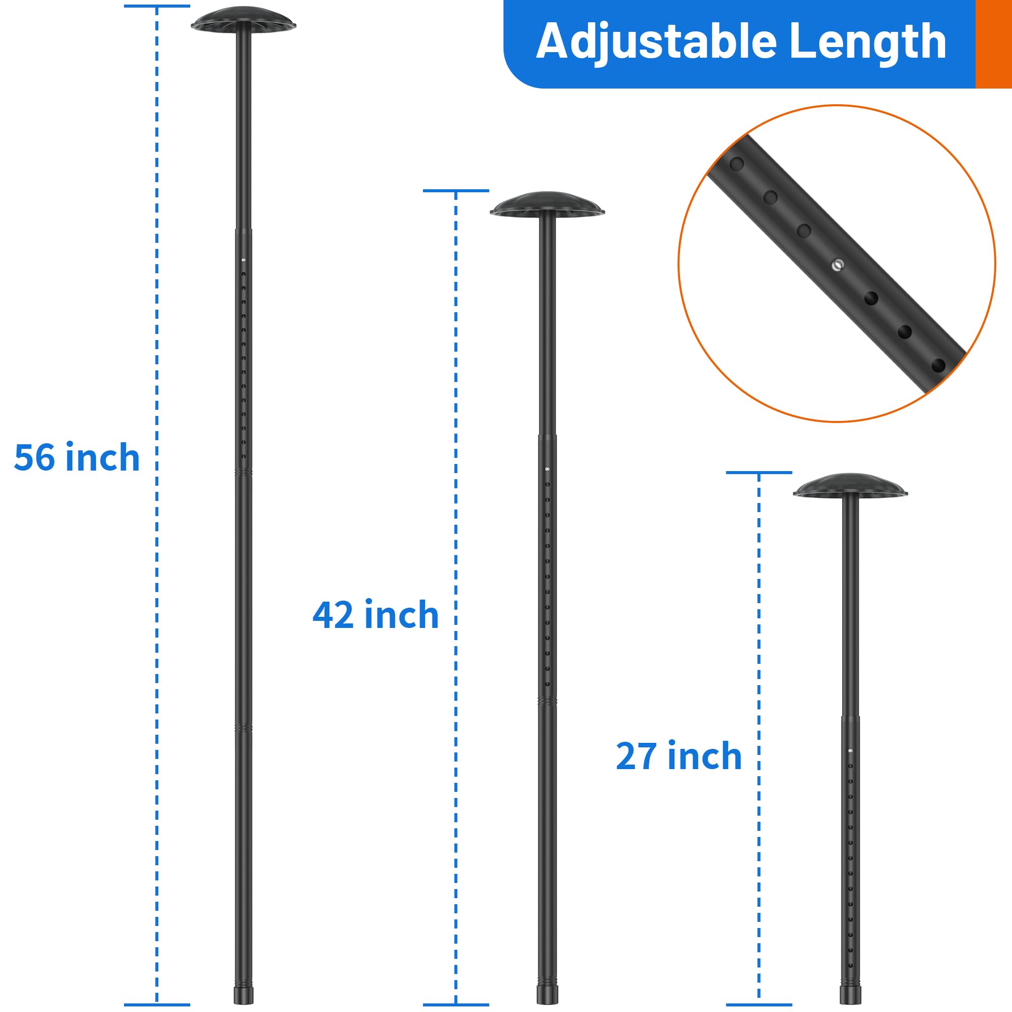 Scisum Golf Travel Bag Support Pole - Heavy-Duty Alloy Steel Golf Club Protector with ABS Cover, Adjustable 27-56 Inch, Tool-Free Installation for Travel Bags