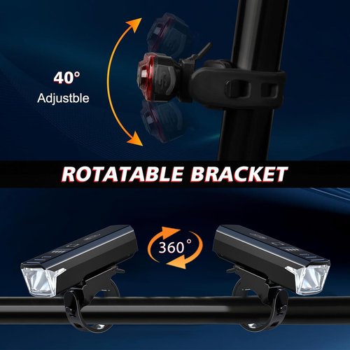 Chasinglee USB Rechargeable Bicycle Lights, Super Bright 1200 Lumens Front and Back LED Bike Lights IPX6 Waterproof Bicycle Wheel Lights Taillight Set for Night Riding, Road and Mountain