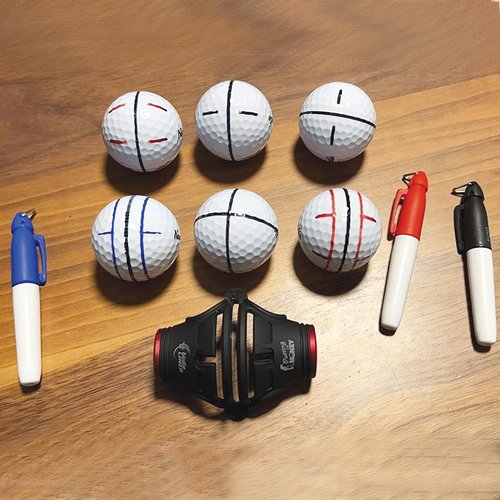 BIRDIE79 360-Degree Golf Ball Marker Alignment Tool Kit with 3-Color Pens and Gift Box (Black, 2 Pack)
