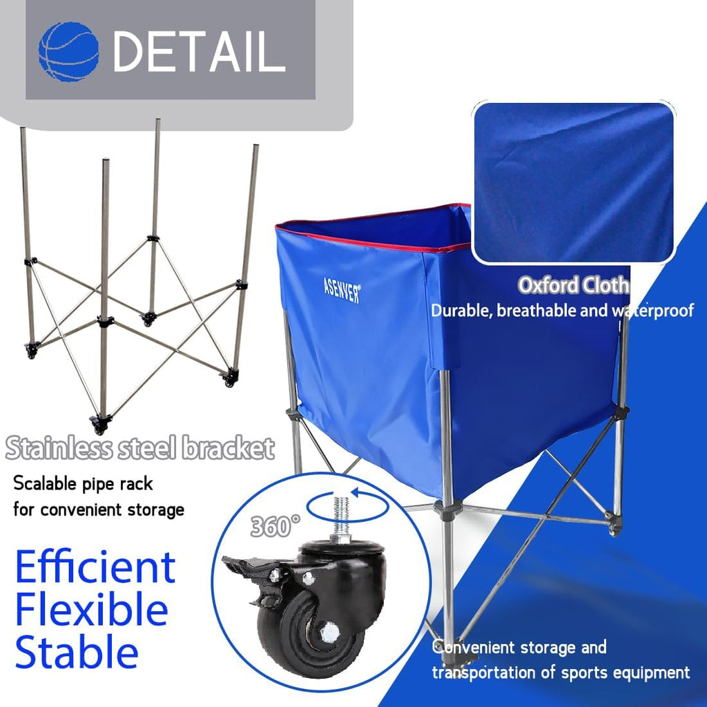 Skiennix Large Capacity Basketball Collecting Cart - Portable Volleyball Hopper with Lockable Wheels