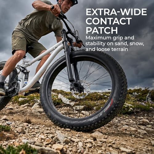 Fincci 26x4.0 Fat Mountain Bike Tires - Foldable, Puncture Resistant, All-Terrain