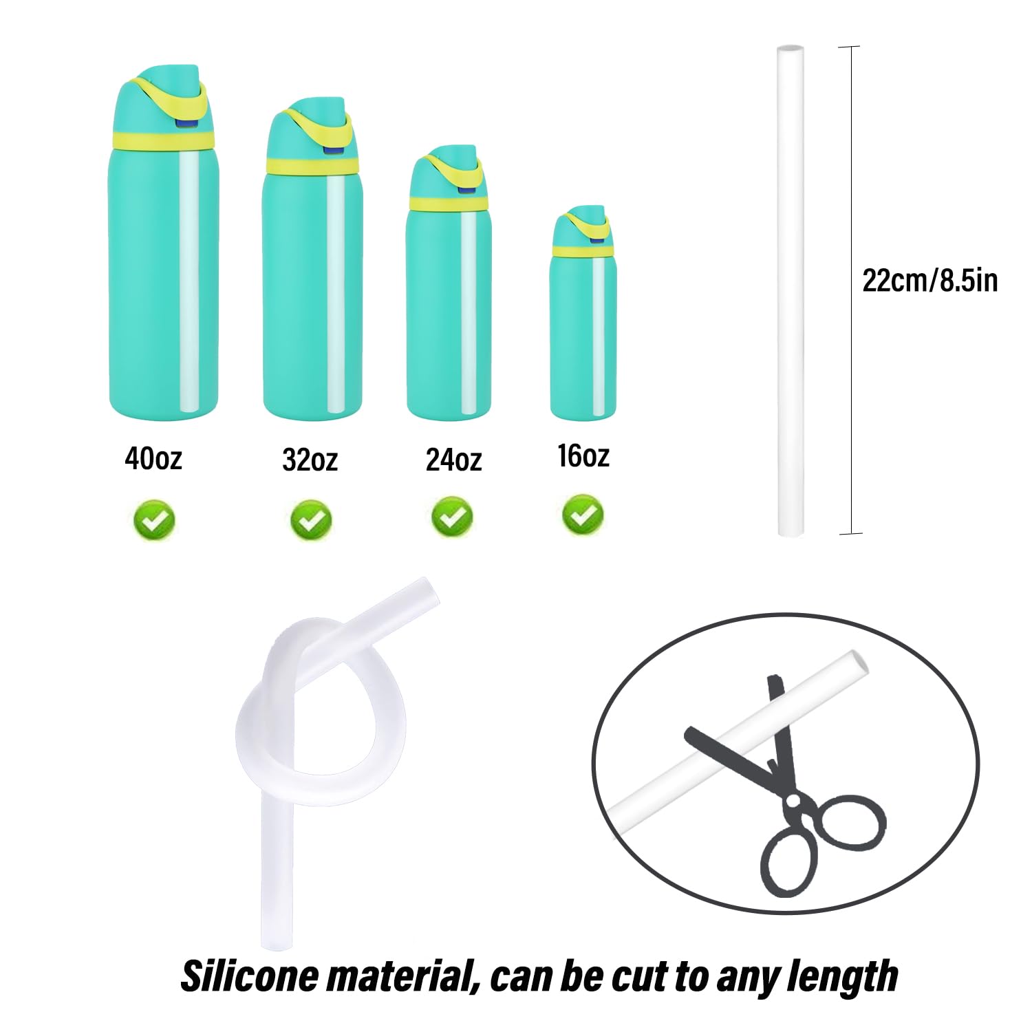Replacement Lid for Owala Freesip, Compatible with Owala Cup 16oz 24oz 32oz 40oz, One Button Water Bottle Top Lid Replacement Accessory and Straws, Leakproof, BPA-Free (A black)