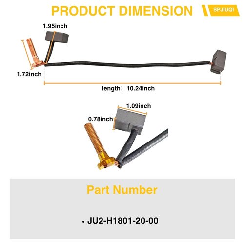 SPJIUQI 2Pcs JU2-H1801-20-00 Motor Brush Kit for Yamaha G14 G16 G19 G20 G21 G22 Golf Carts 2007-Up w/Hitachi 2.6Kw Motor