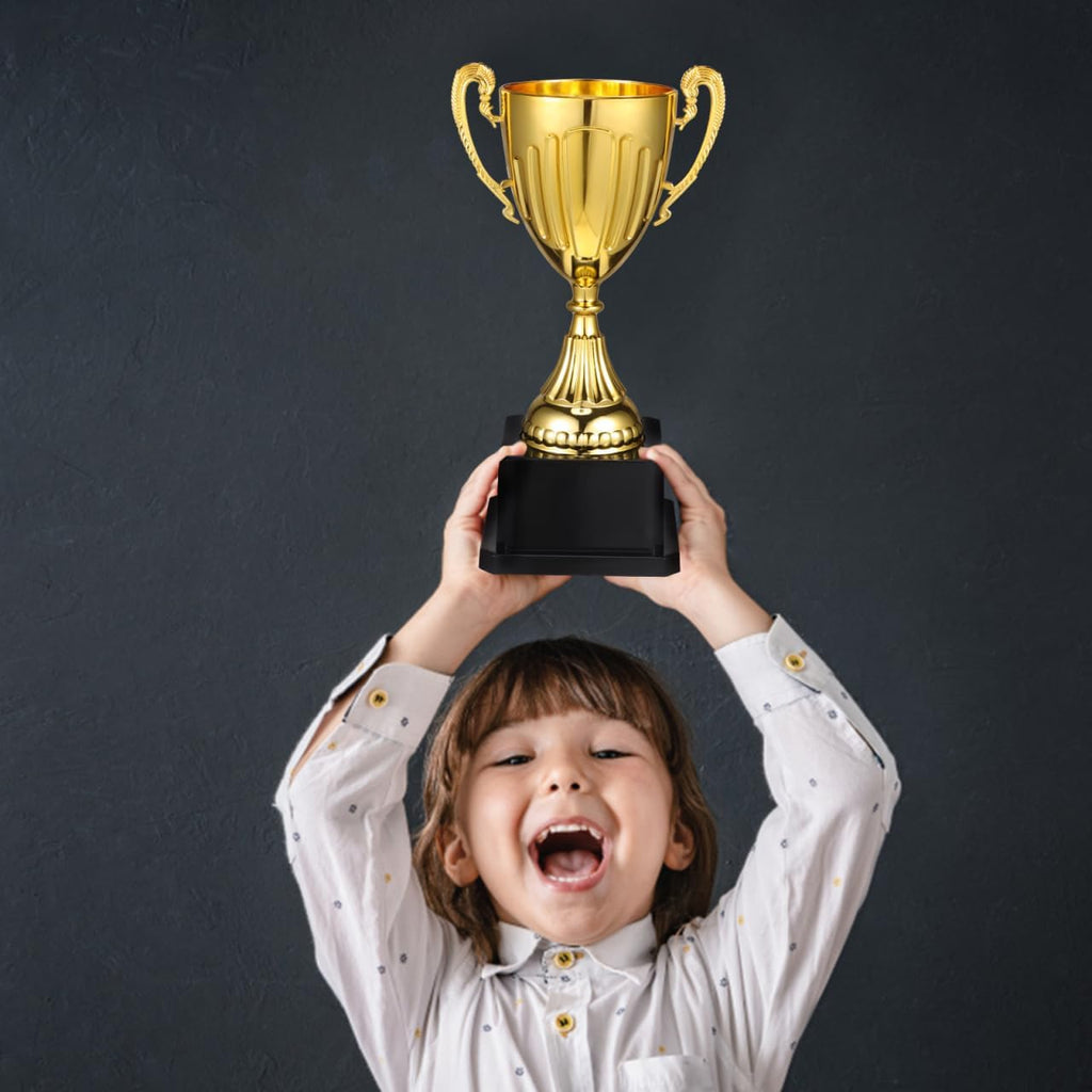 Yardwe Mini Gold Trophy Cup - 7.5 Inch Award with Black Square Base for First Place Recognition
