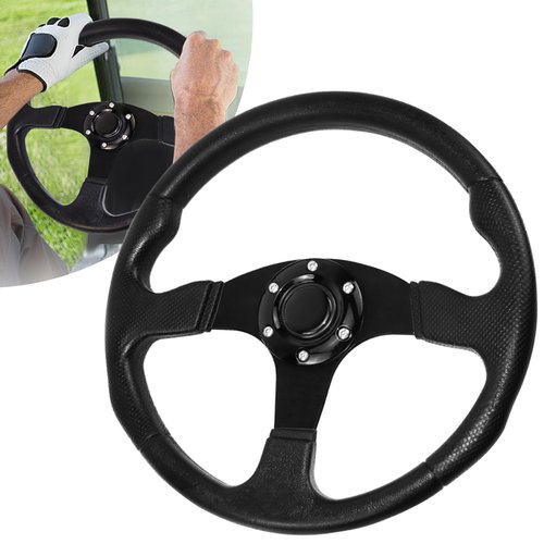 VOONKE Universal Golf Steering Wheel Ergonomic Fit for Club Car DS for Club Car DS Precedent for EZGO for Yamaha Golf-Frame Black