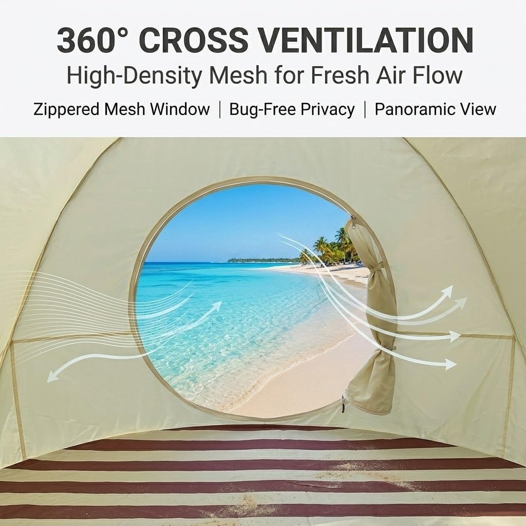 Skiennix Beach Tent - Ultraviolet Protection Pop-Up Sun Shelter UPF 50+ for 4 People | Lightweight Portable Cabana