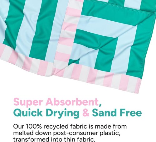 Dock & Bay Beach Towel - Quick Dry & Sand Free - Compact & Lightweight - 100% Recycled - Pastel Pier - Large (160x90cm)