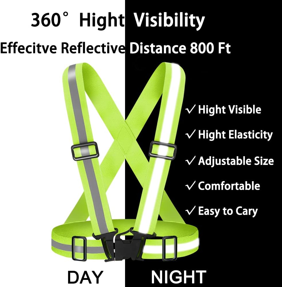 Skiennix High Visibility Reflective Vest - Adjustable Safety Gear for Running, Walking, and Night Cycling