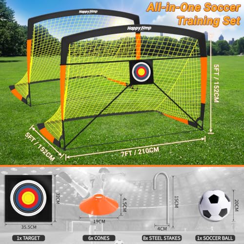Kids Backyard Soccer Goals 7x5 FT Portable & Collapsible - 2 PC Upgrade