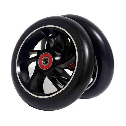 2Pcs 120mm Pro Scooter Wheels with Abec 9 Bearings for MGP/Razor/Lucky Pro Scooters (6 Spoke) (A-Black)
